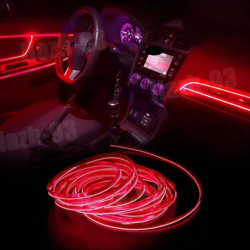 Car Interior Accessories 3M Red LED Light Strip Atmosphere Wire Lamp Trim Decor
