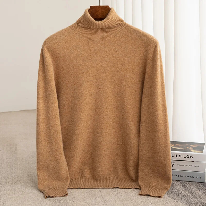 Men's Turtleneck 100% Men Autumn and Winter Large Size Loose Knitted Sweater New