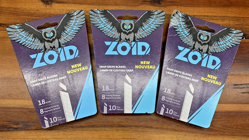 3-Pack ZOID 18mm Snap-off Utility Knife Blades - 8 Cutting Edges