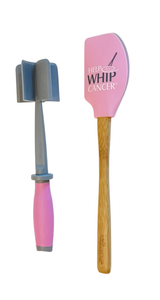 Pampered Chef Help Whip Cancer Spatula Mix N Chop 2583 Pink Gray New