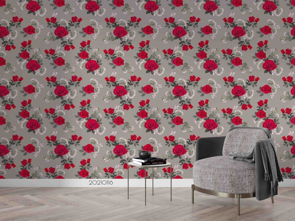 3D Red Rose Flora Pattern Wall Murals Wallpaper Murals Wall Sticker 4