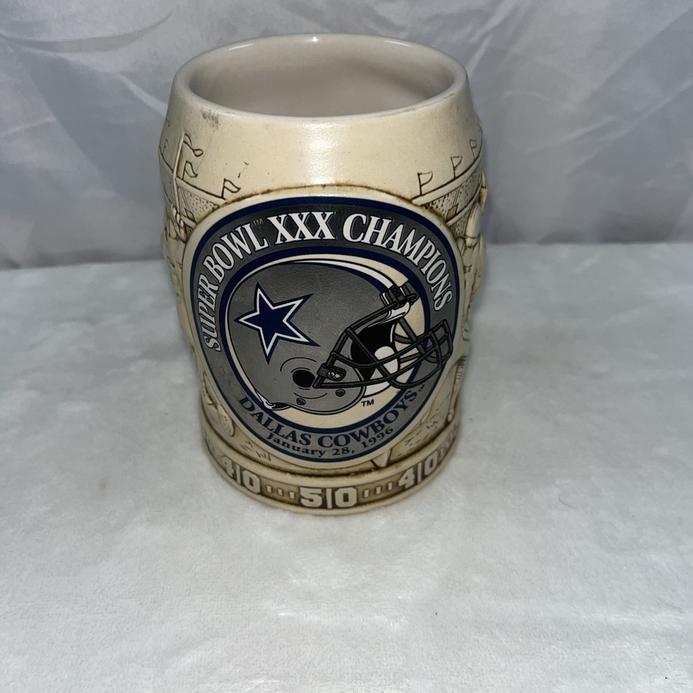 Vintage Dallas Cowboys 3D Stoneware Beer Stein 24 Oz NFL Football Collectible Made in Brazil
