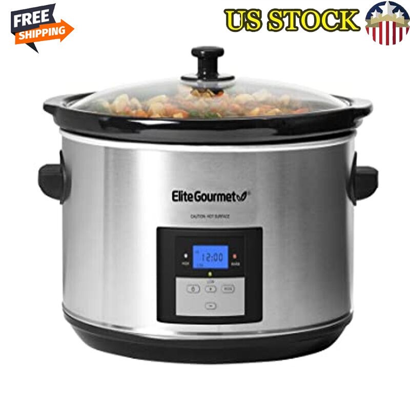 8.5 Qt Digital Slow Cooker Oval Adjustable Temp Dishwasher Safe Stainless Steel