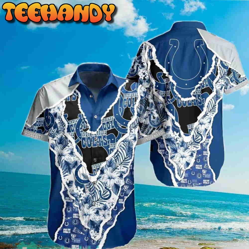 Camisa y corta hawaiana Indianapolis Colts NFL flor 3D