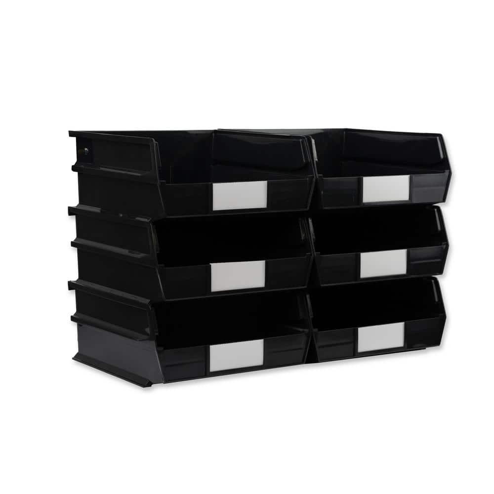LocBin 2.0-Gal. Stacking Hanging Interlocking Polypropylene Storage Bin in Black