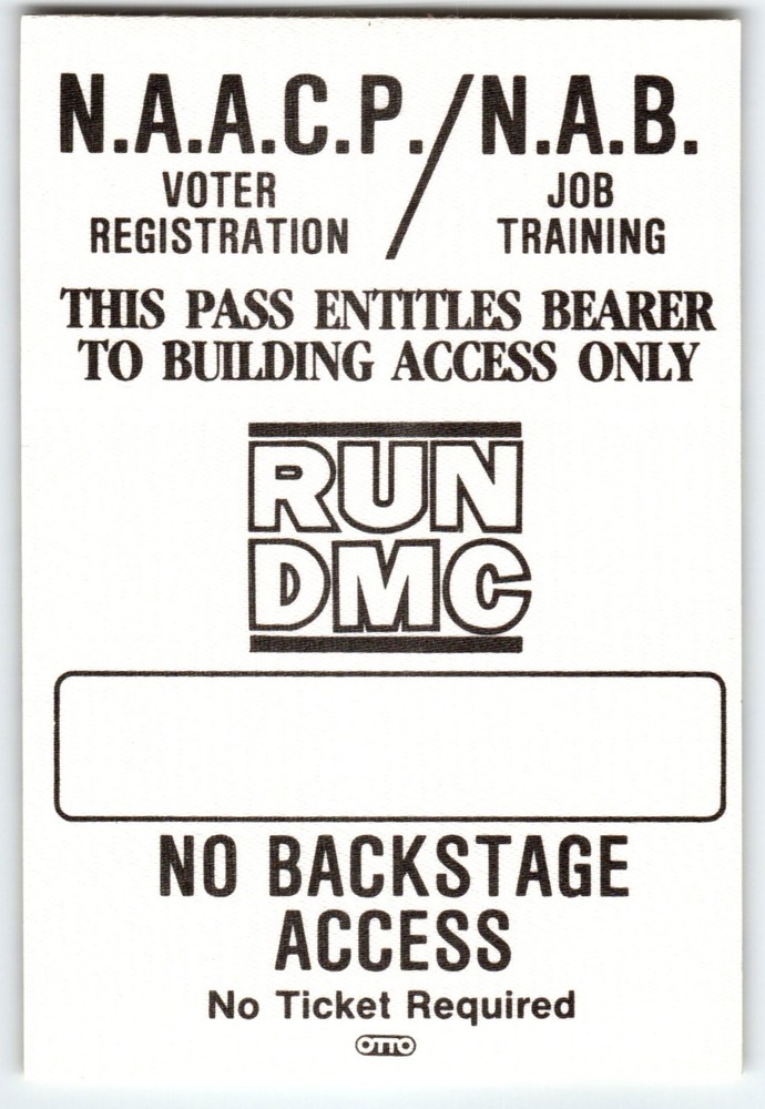 Run DMC No Backstage Access Pass Vintage Original Vintage Cloth Fabric