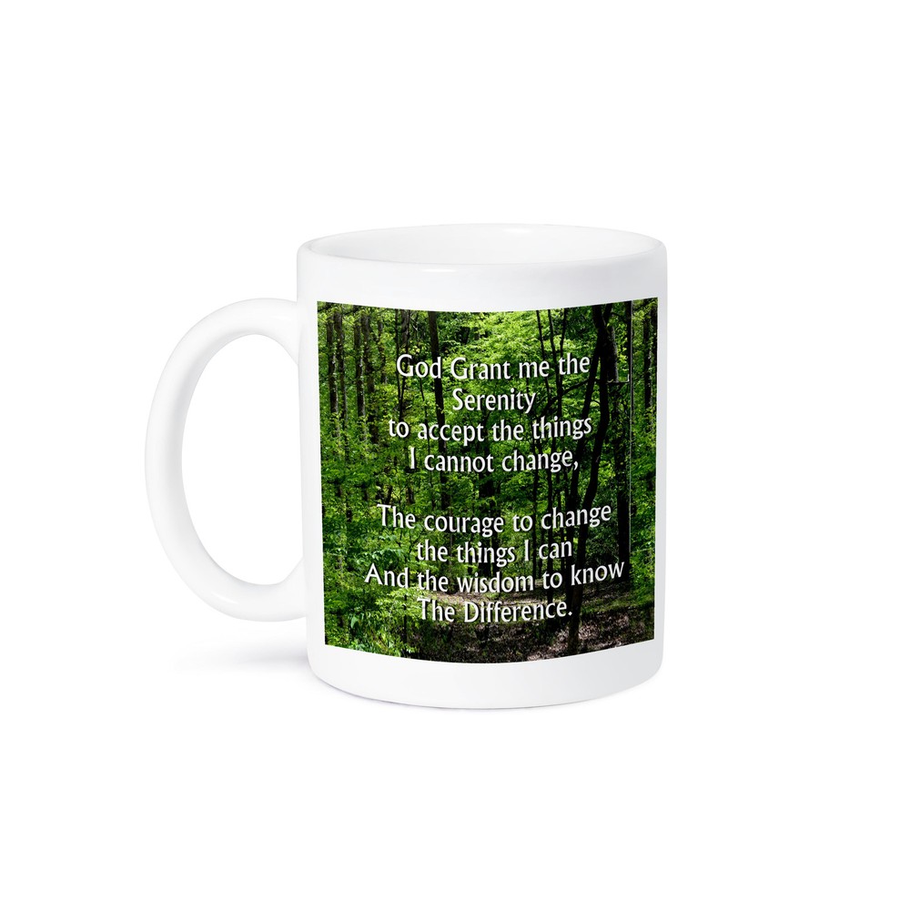 3dRose, The Serenity Prayer with a wooded scene , Mug