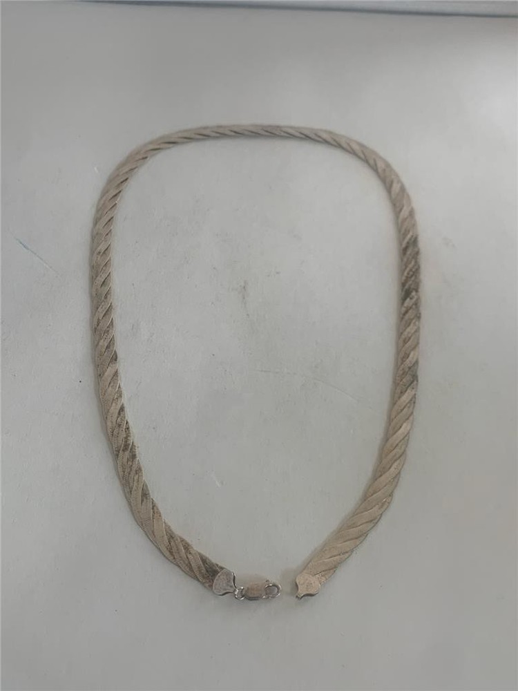 Sterling Silver Italy Milor Flat Braided Chain Necklace 24 Inch