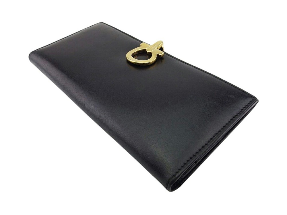 Salvatore Ferragamo Purse Black gold Women Authentic secondhand
