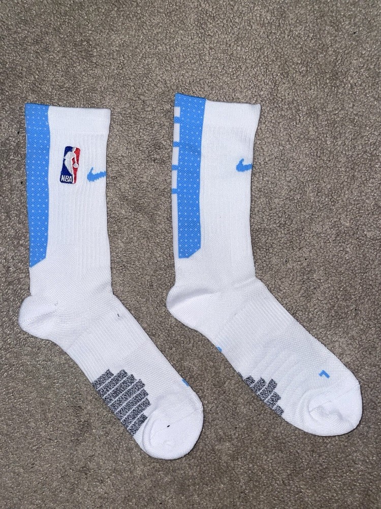 Size Large or 8-12 Mens- Nike Elite Dri-Fit NBA Basketball Crew Socks White/Blue