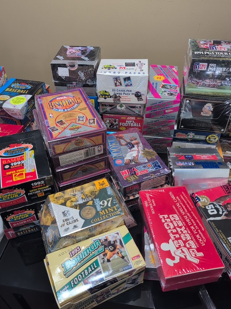 100+ Vintage 80s & 90s NBA/MLB/NFL Sealed Pack Trading Cards + Bonus