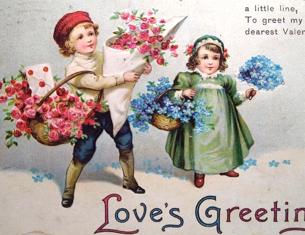 Vintage 1913 Ellen Clapsaddle Valentine Postcard Loves Greetings Series 1835