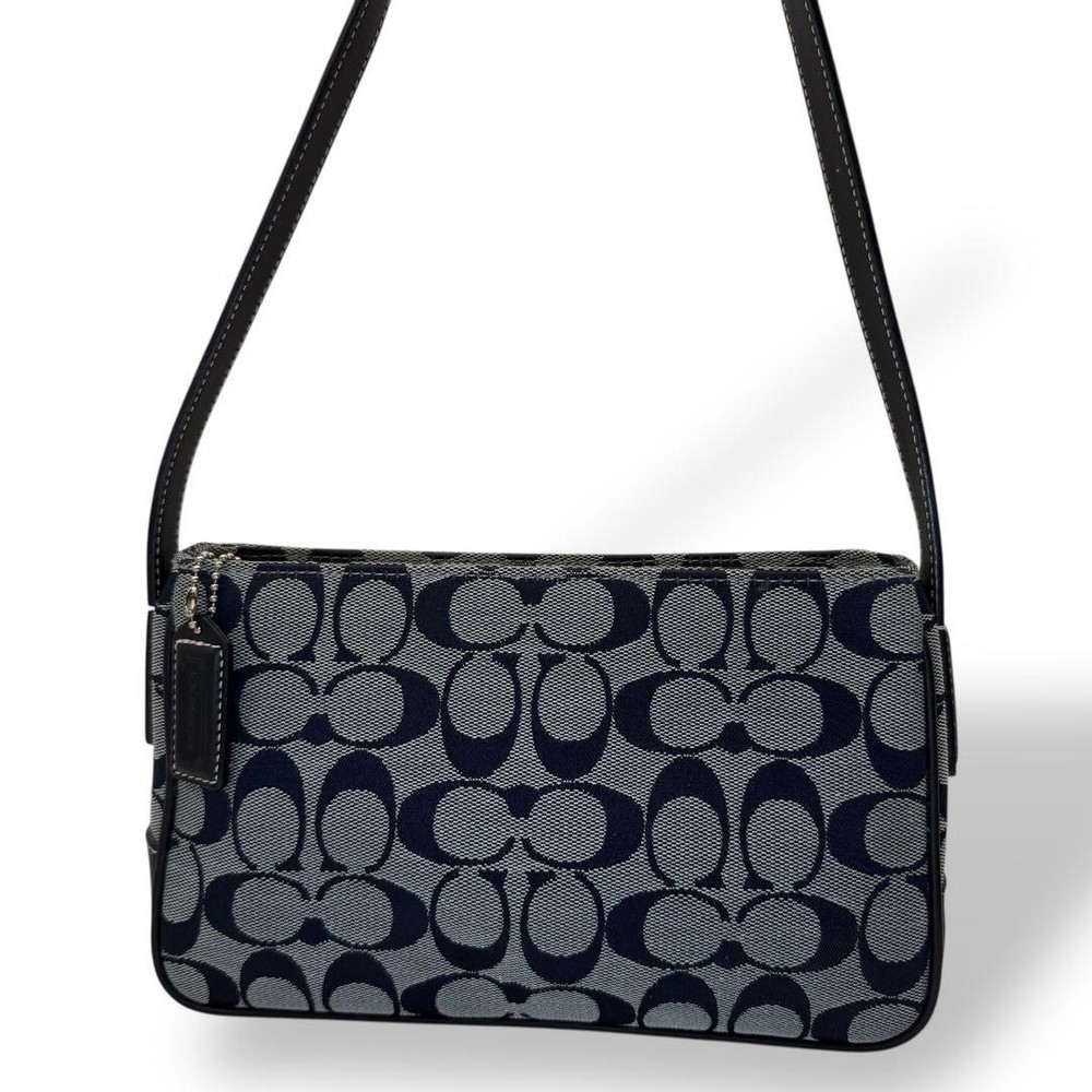 Coach Navy Canvas Crossbody Shoulder Bag with Open Pocket