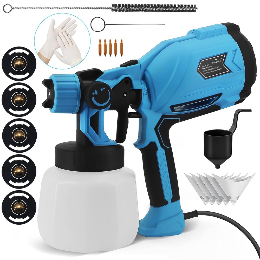 Paint Sprayer HVLP Spray Paint -700W High Power Spray , 5 Nozzles and 3 Patte...