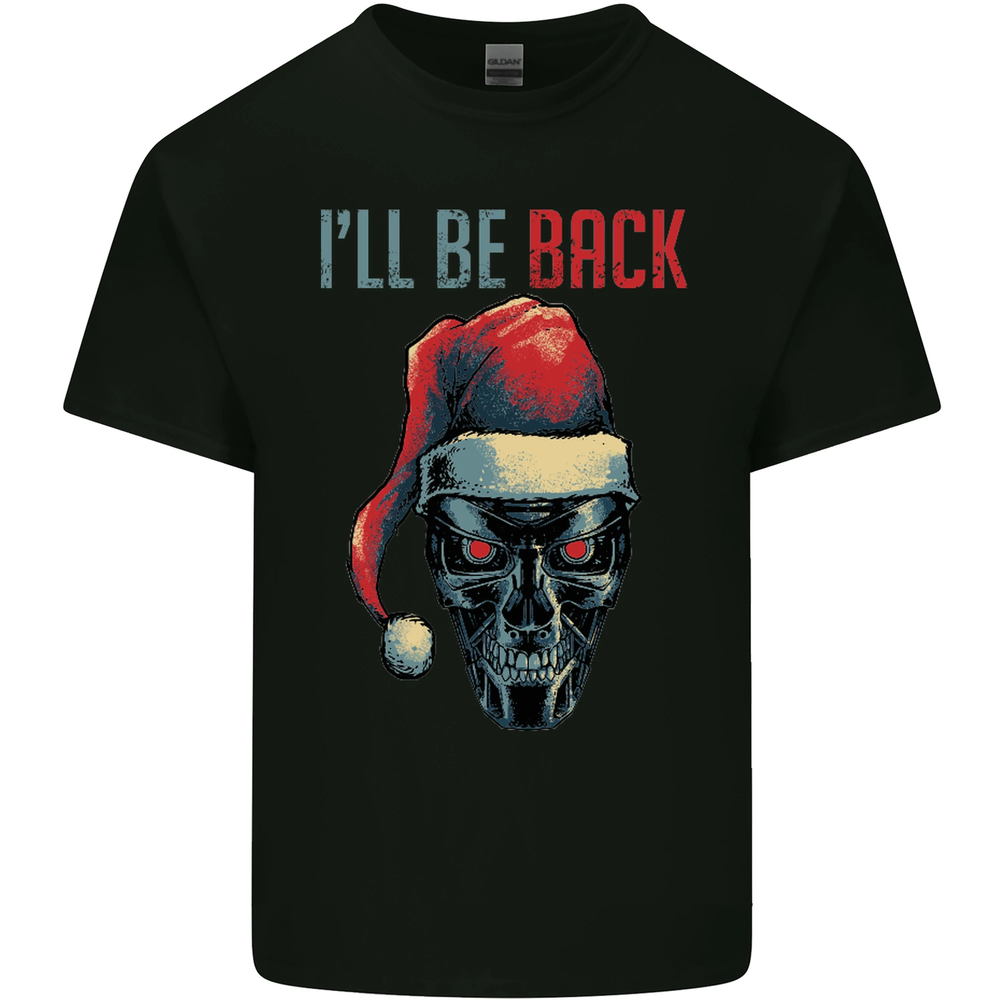 Christmas Ill Be Back SCI-FI Funny Xmas Mens Cotton T-Shirt Tee Top