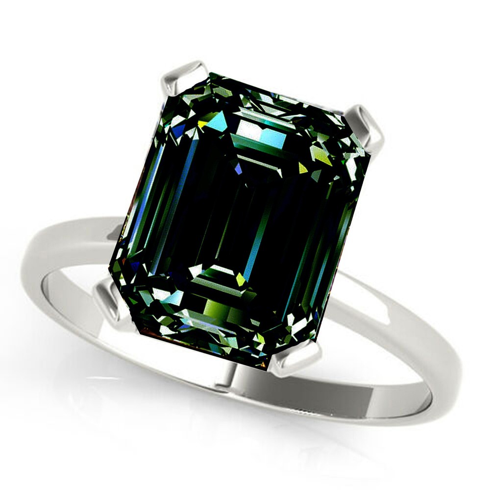 Anillo de compromiso de plata de diamantes moissanita reales azul marrón esmeralda de 2,11 quilates Vvs-