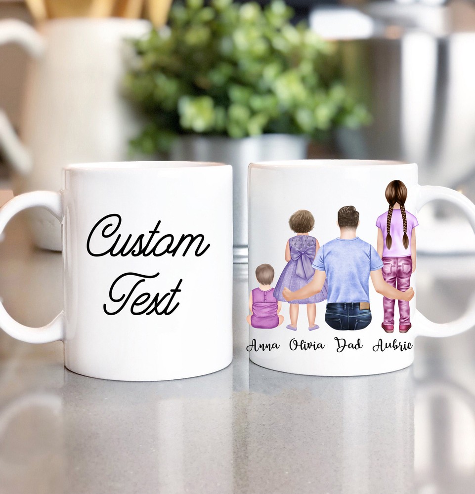 Dad And Children Mug Custom Father Gift Mug Dad With Daughter Son Mug Gift
