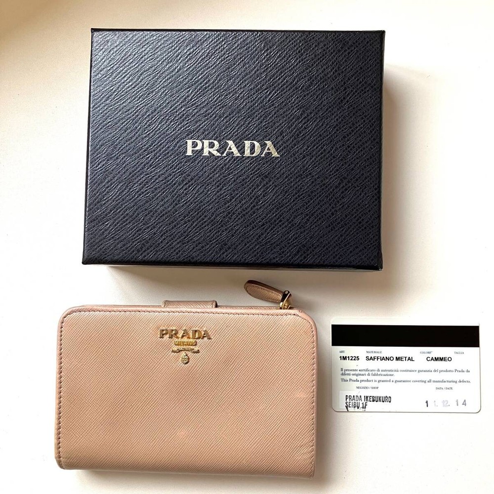 PRADA Saffiano Leather Folded Wallet with Metal Accents
