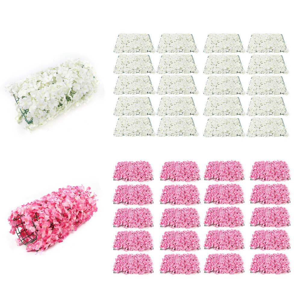Artificial Silk Flower Wall Panel  Wedding Background Decor White/Pink 10/20pcs