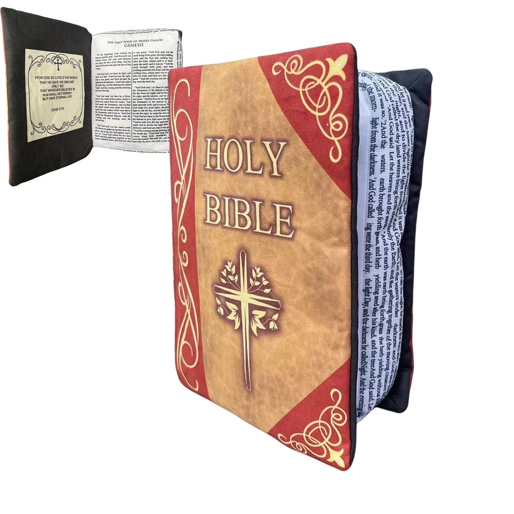 Holy Bible Pillow Book Openable Book Plush Stuffed Toys Soft Throw Pillow Decor