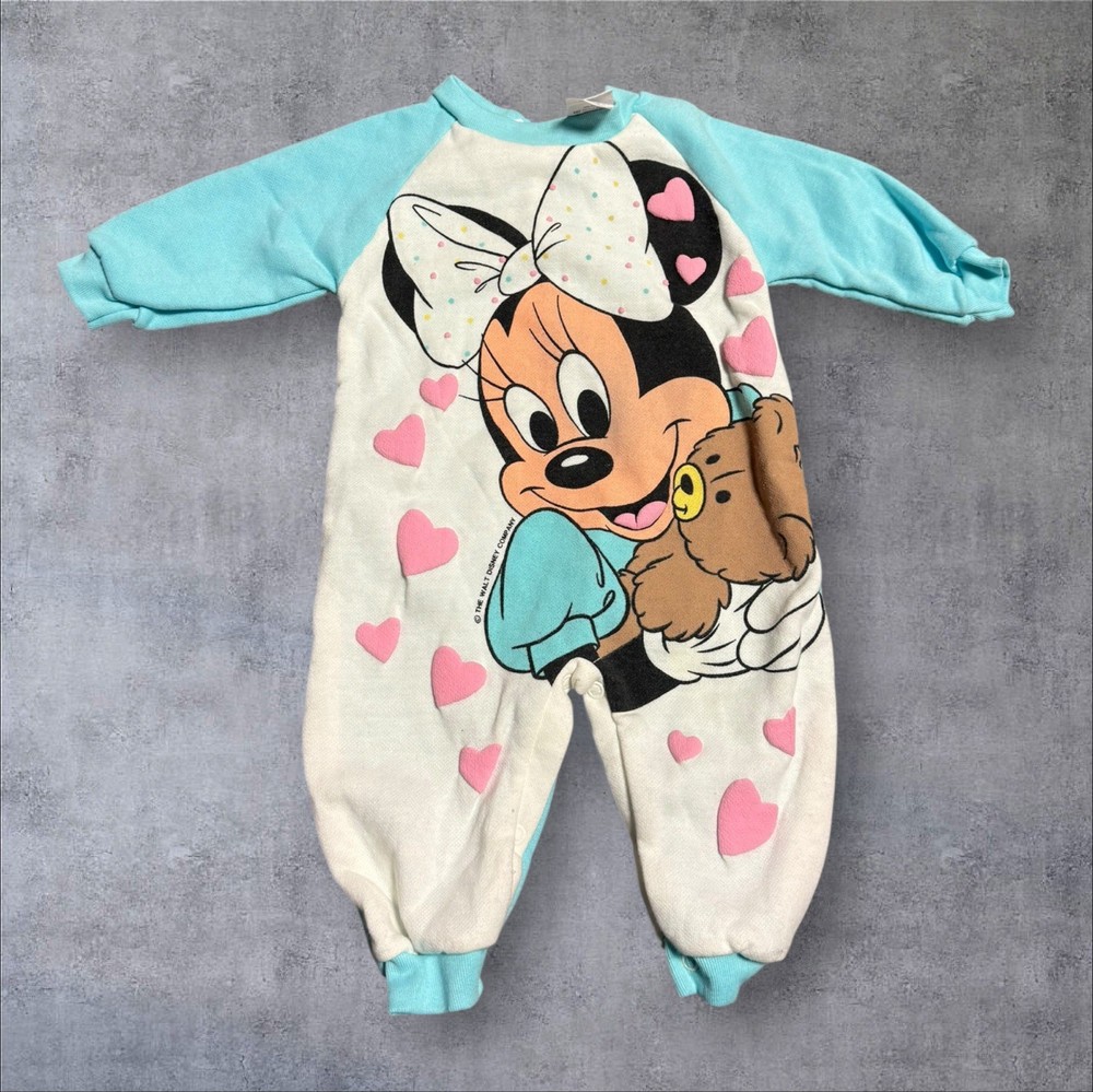 Vintage Disney Babies Minnie Mouse Romper 18 Months Donald White