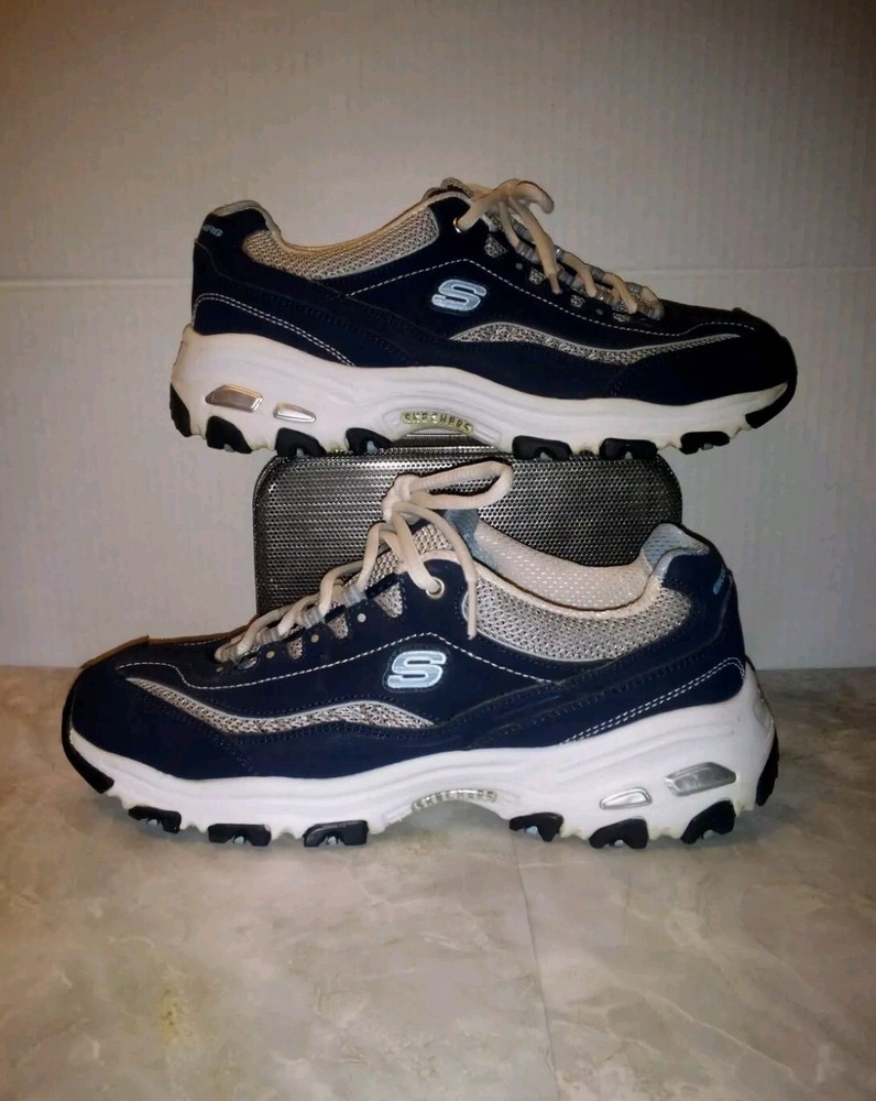 Skechers Sneakers Women's 8.5 Navy Blue D'Lites Life Saver Memory Foam #11617EW