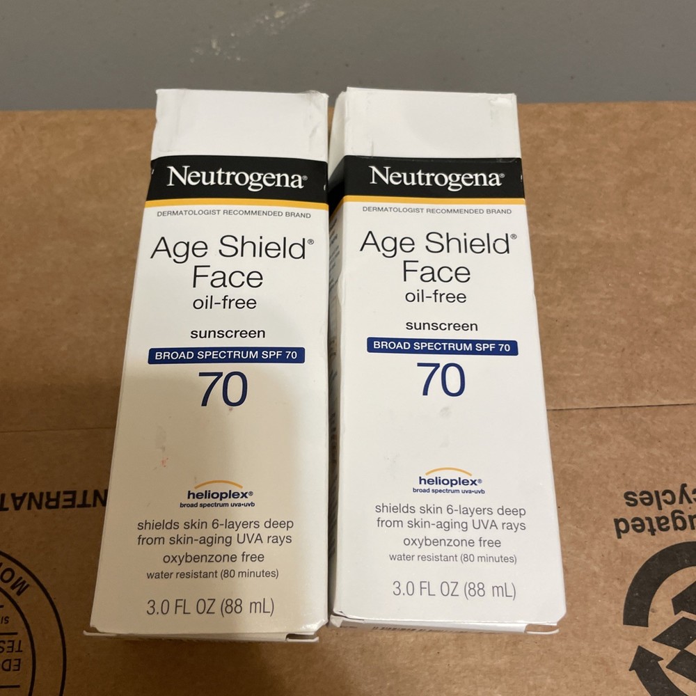 2 New Neutrogena Age Shield Face Oil-Free Sunscreen SPF 70 - 3oz Each Exp. 01/28