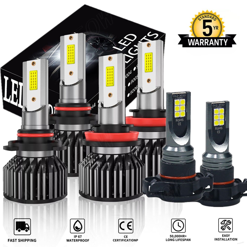 LED Headlight Fog Light Bulbs White 6000k For 2007-2014 Chevy Suburban Tahoe -6x