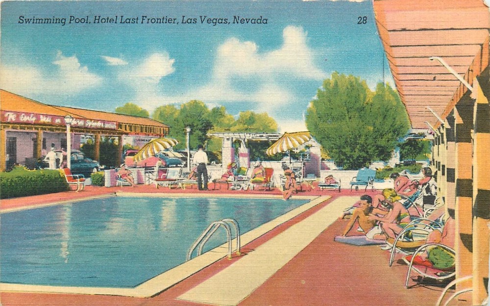 1954 Las Vegas Nevada Swimming Pool Hotel Las Frontier Postcard 25-102031