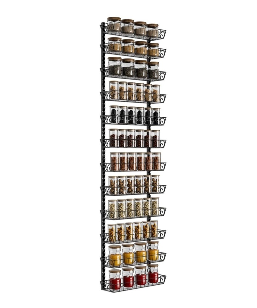 SWOMMOLY 12-Tier Adjustable Wall Mount Spice Rack Organizer with Dual-Use Design