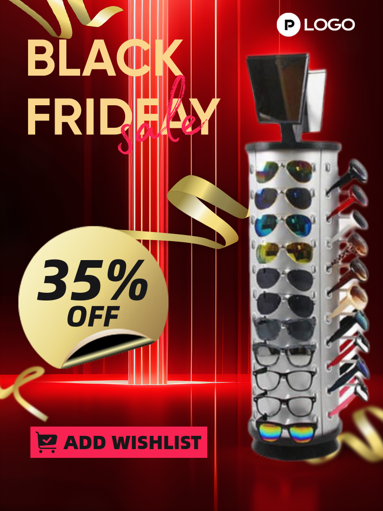 Rotating Sunglasses Display Rack 44 Pieces + Mirror Spinning Stand Glass Holder