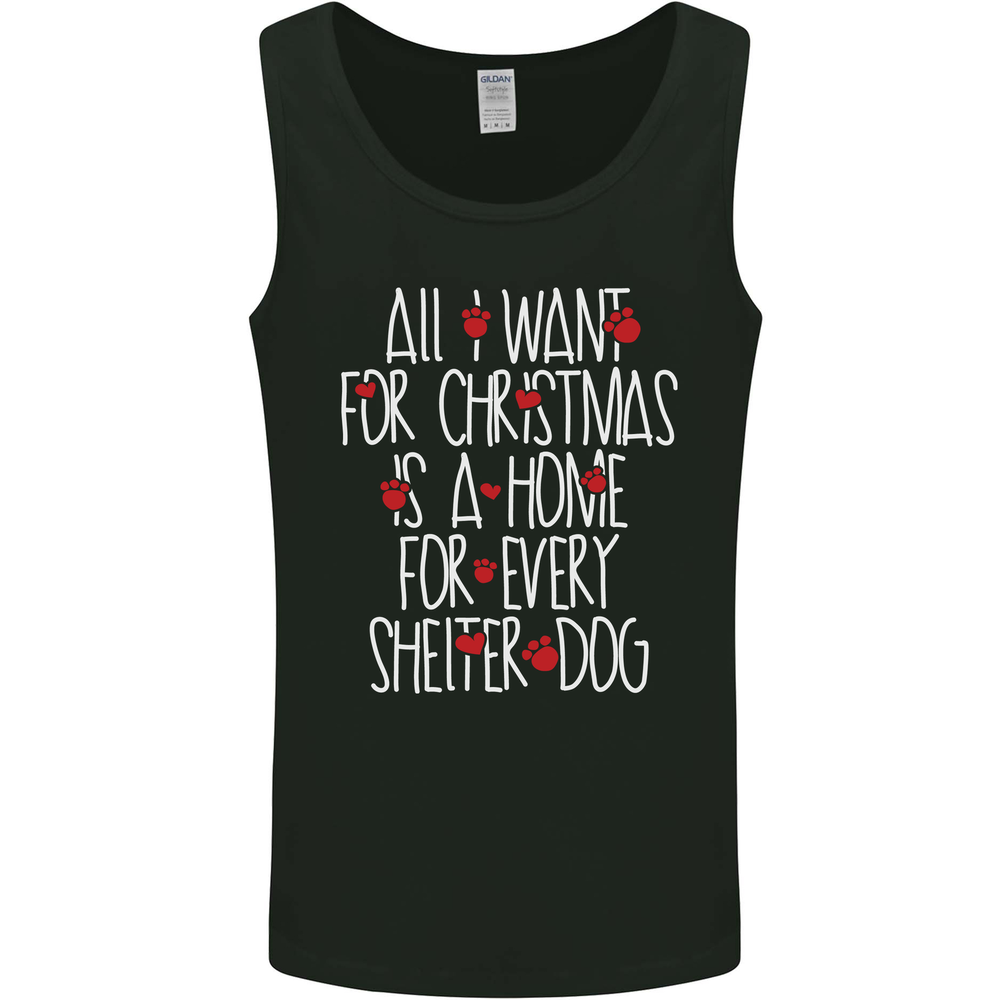 Christmas a Home for Every Shelter Dog Mens Vest Tank Top