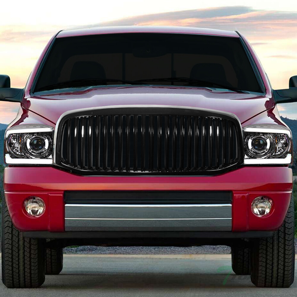 TLAPS For 06-09 Ram Sequential Chrome Full LED Projector Headlights+Blk V Grille