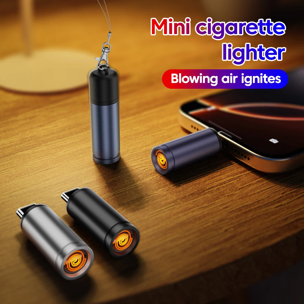 USB Type-C Mobile Phone Cigarette Lighter Air Blowing Portable Mini Lighter NEW