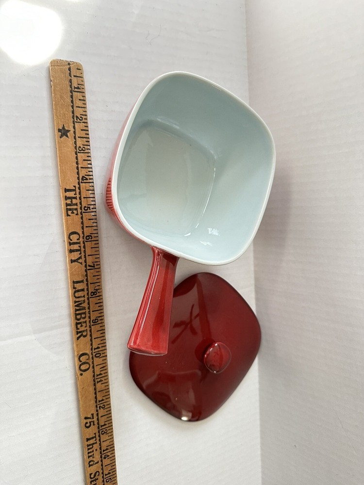 Vintage 1950s Rorstrand Small Sauce Pot 3inch Ht. Red