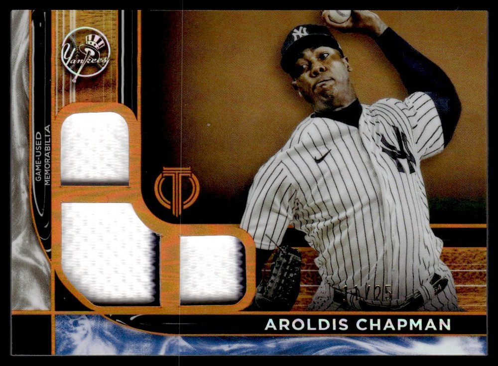 2022 Topps Tribute Triple Reliquias Naranja New York Yankees #TTRAC Aroldis Chapman