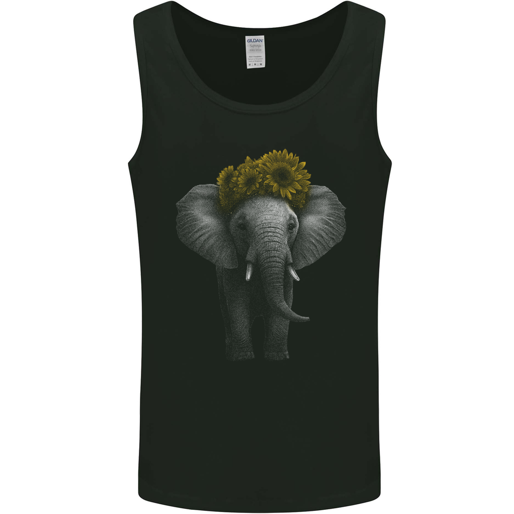 Elephant Sunflower Mens Vest Tank Top