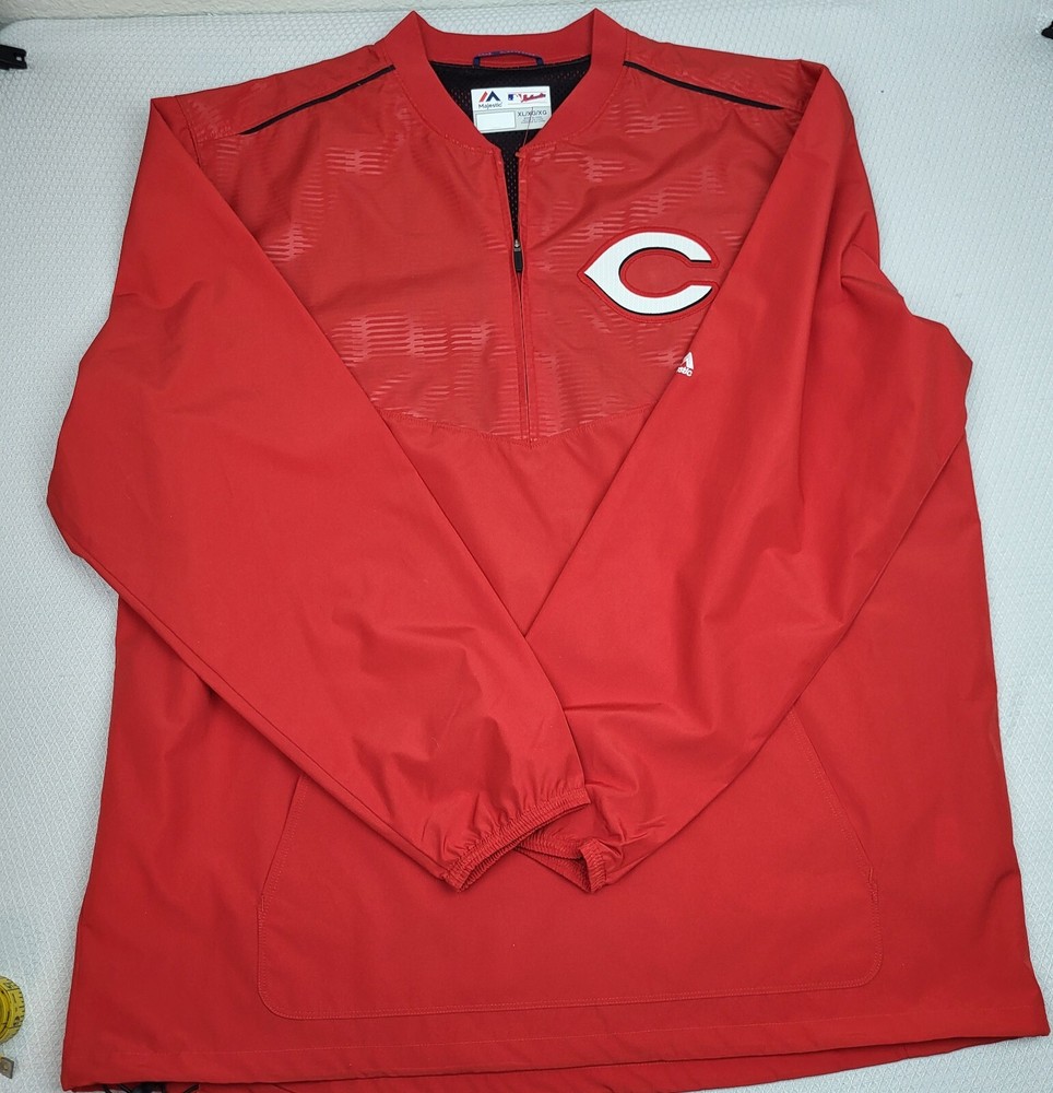 Majestic Cincinnati Reds Windbreaker Jacket Mens Extra Large Red Batting Cage