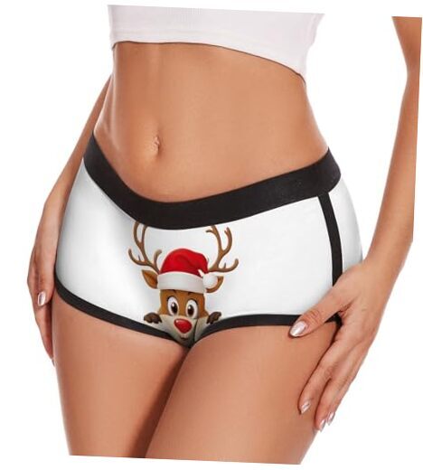 Womens Boyshorts Panties Stretchy Boxer Briefs Novelty Lounge Small Reindeer