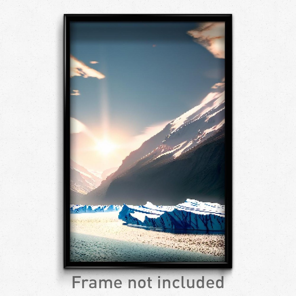 8-Bit Pixel Art Poster of Majestic Glacier Psychedelic Game Print
