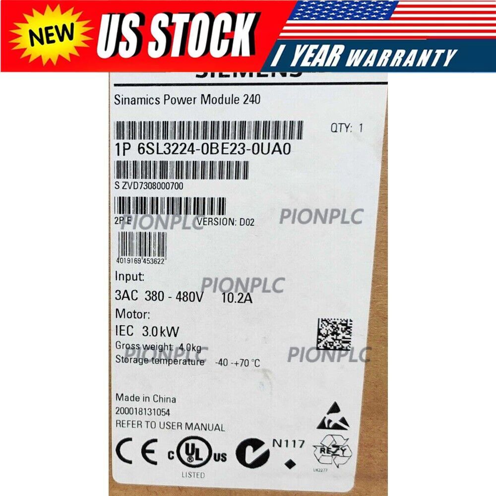 New Siemens G120 PM 240 Power Module 6SL3224-0BE23-0UA0 6SL3 224-0BE23-0UA0