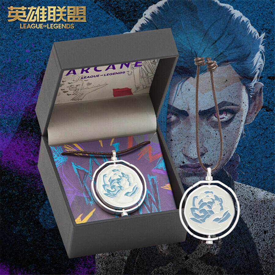 League of Legends Arcane Season 2 Official Jinx Blue Rose Pendant Necklace Gift