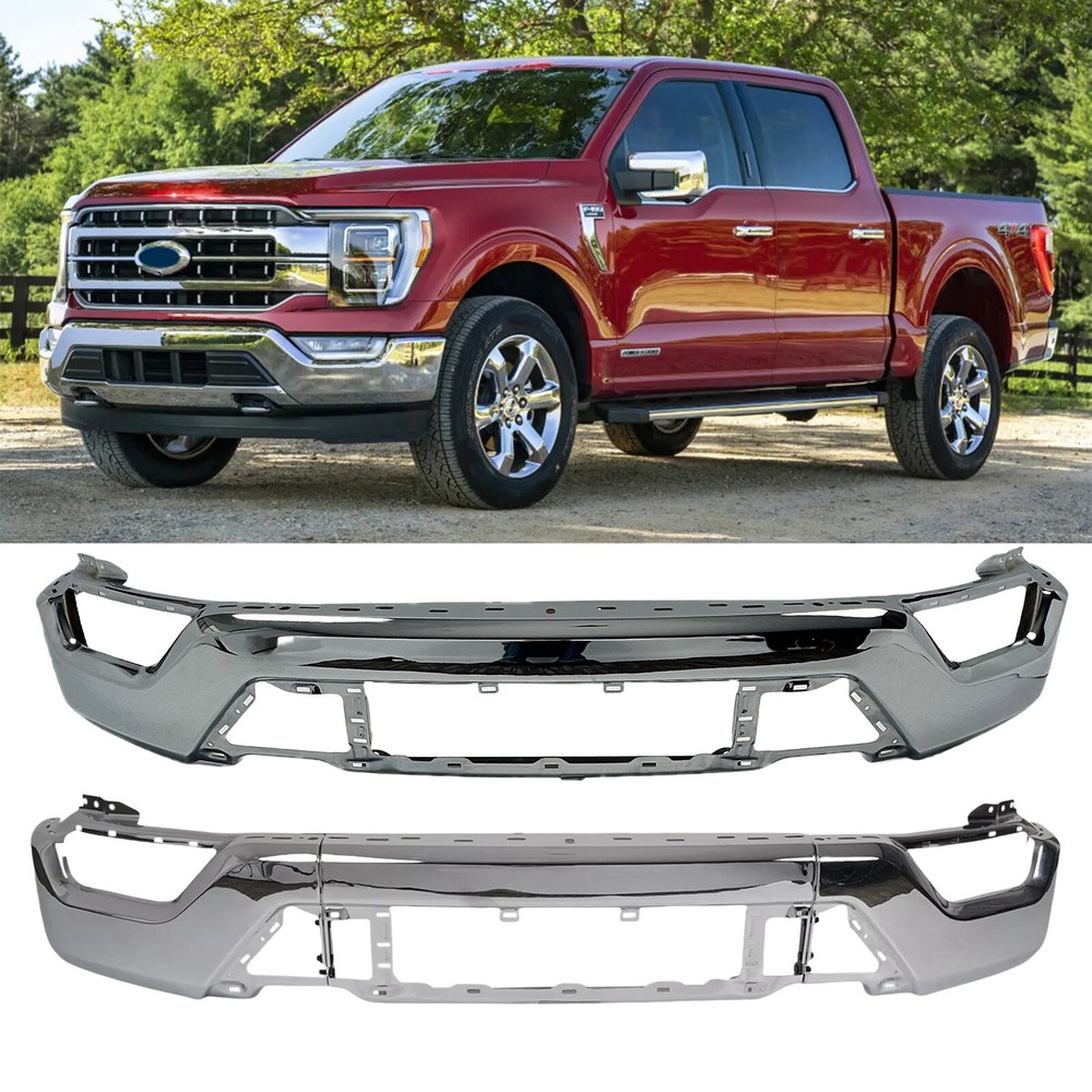 Front Bumper Face Bar Chrome Without Sensor Holes For 2021-2023 Ford F-150 F150