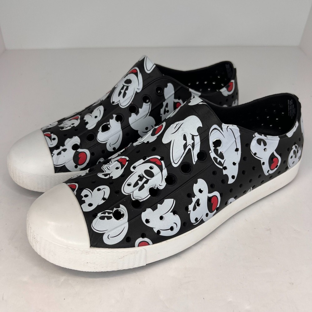 Disney Parks Mickey Mouse Black Rubber Slip-On Shoes Unisex Sizes 8-10