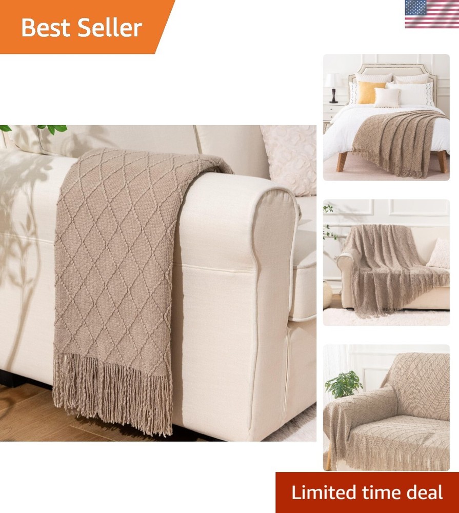 Khaki Throw Blanket, Beige Throw Blanket for Couch, End of Bed Throws Spring ...