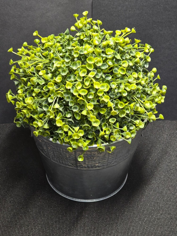 Artificial Topiary Greenery Ball Fake Plant Decor with Round Embossed Planter