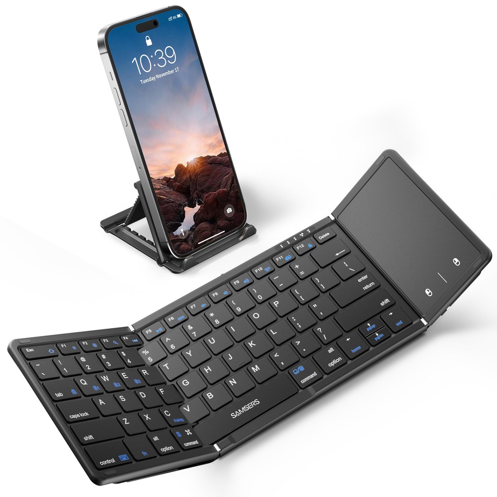 Samsers Foldable Bluetooth Keyboard with Touchpad Full-Size Wireless Portable