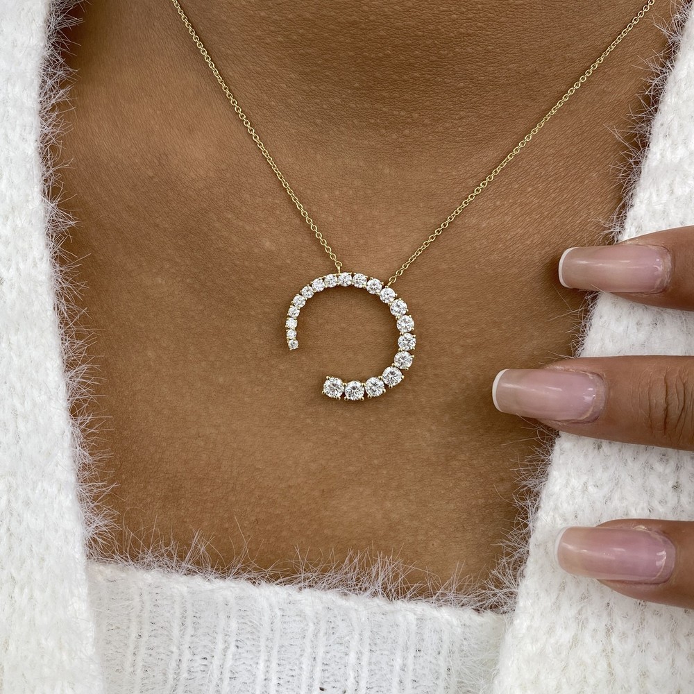 14K Yellow Gold Pendant Necklace Round Labcreated Diamond 2.1ct F/VS