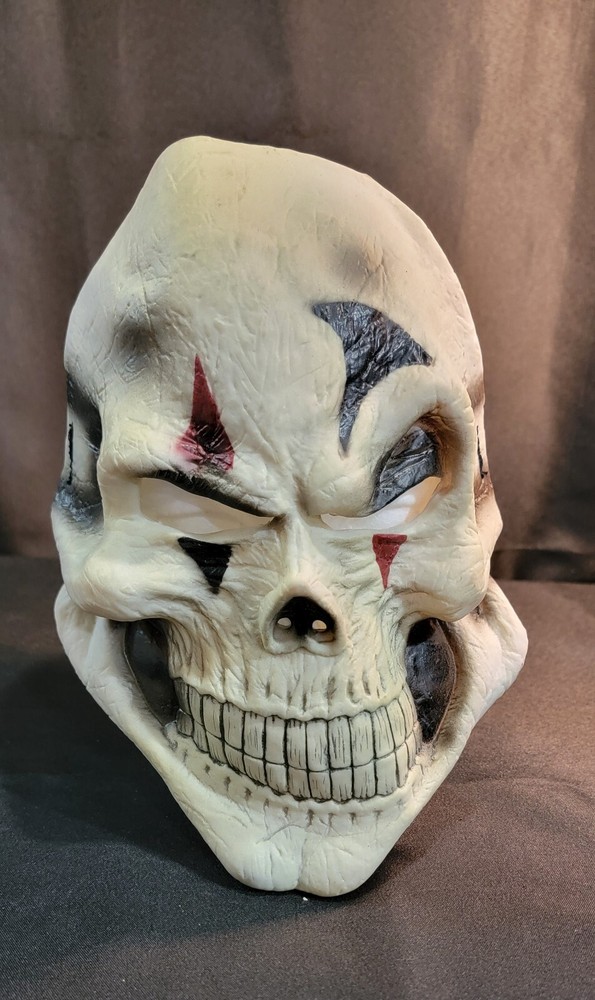 Vintage Clown Skull Joker Skeleton 1/2 Mask Halloween Latex Elastic Band Haunted