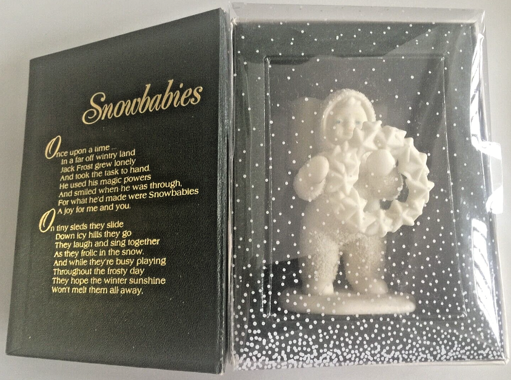 Dept 56 Snow Babies Angel Figurine - Wreath ORIG BOX 